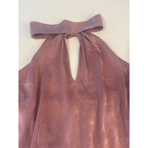 Paige Presa Halter Bodysuit Aurora Pink Shimmery Halter With Keyhole Cutout - Picture 3 of 8